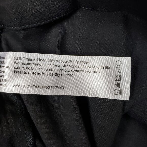 Eileen Fisher Organic Linen Viscose Stretch Pants Womens 14 Black Side Zip High - Picture 9 of 9